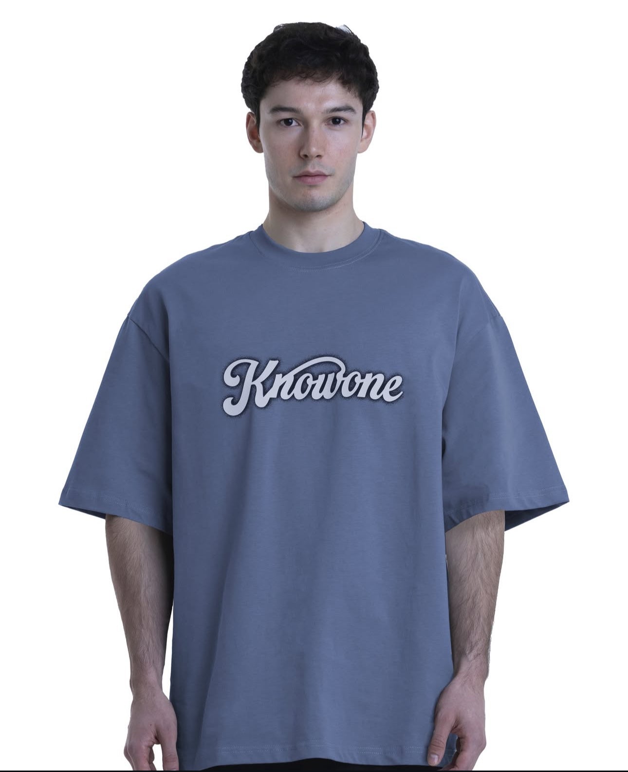 KNOWONE SNAKE EMBOSSED TEE ASH BLUE