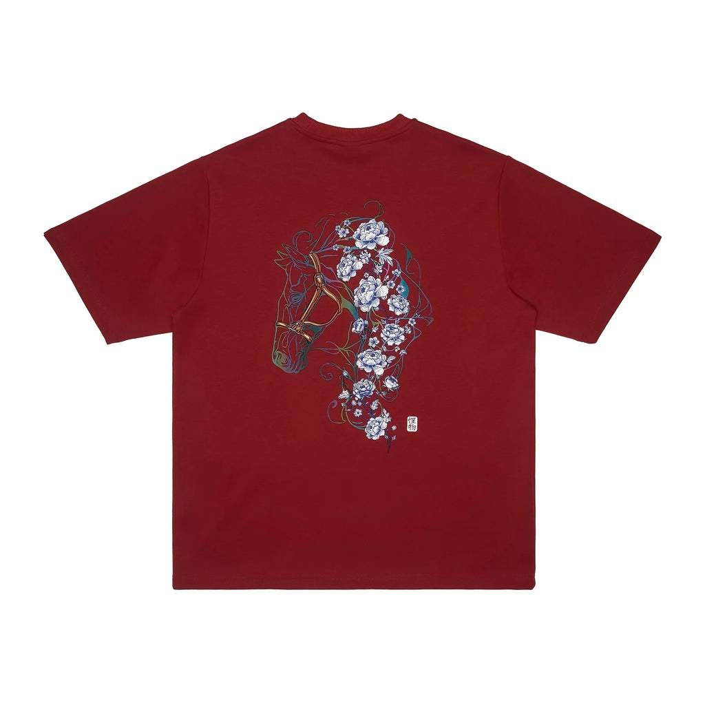 MONZTR FLORAL STALLION TEE RED