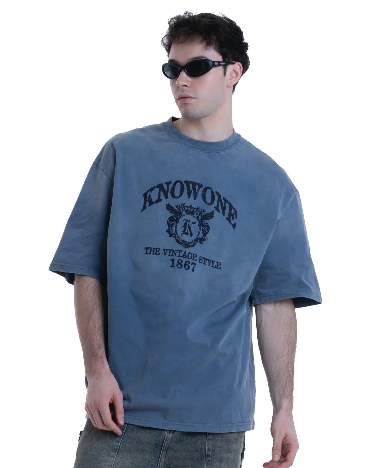KNOWONE VINTAGE COLLEGE TEE BLUE