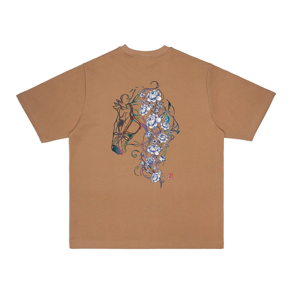 MONZTR FLORAL STALLION TEE BROWN