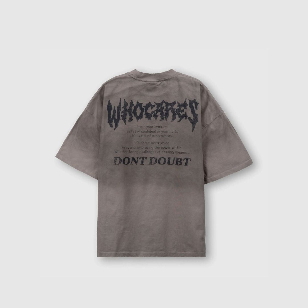 WHOCARES NO FEAR QUOTE TEE BROWN