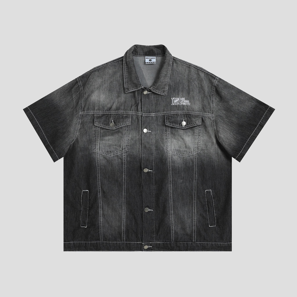 INS DENIM JACKET BLACK  TEE
