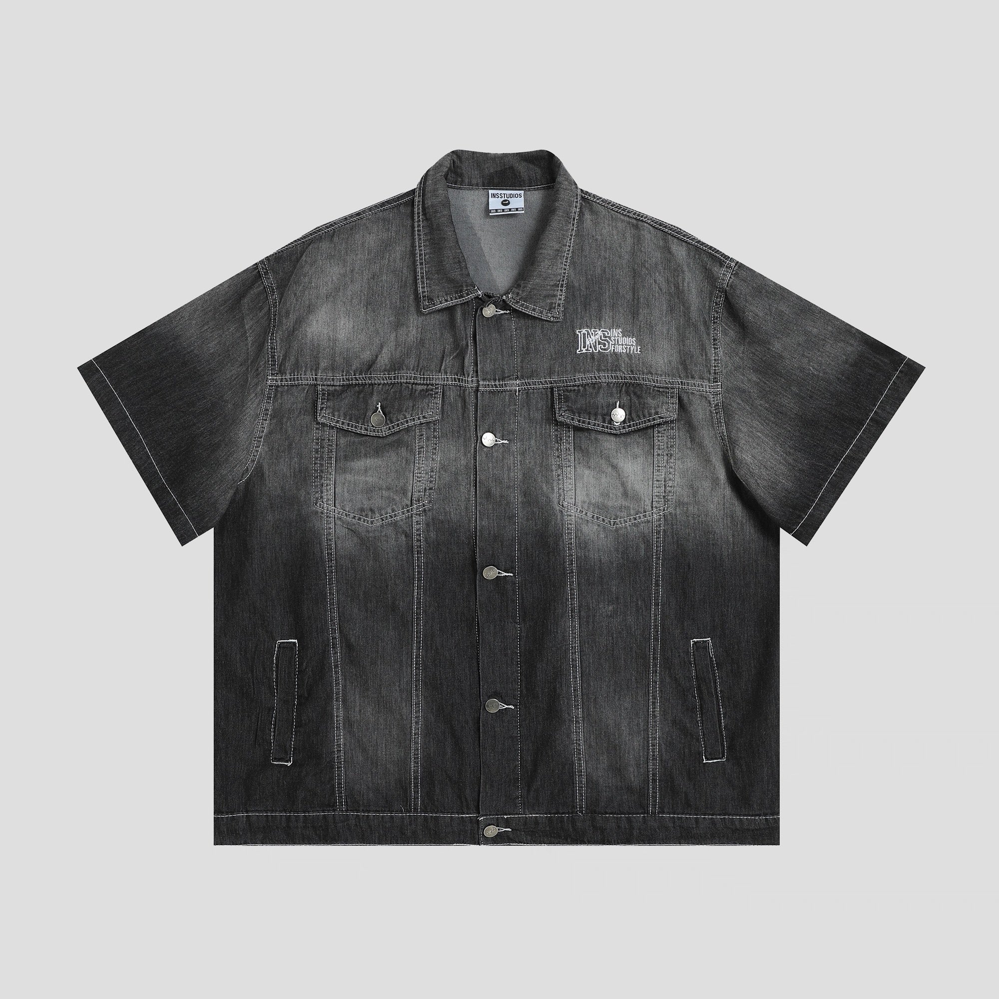 INS DENIM JACKET BLACK  TEE