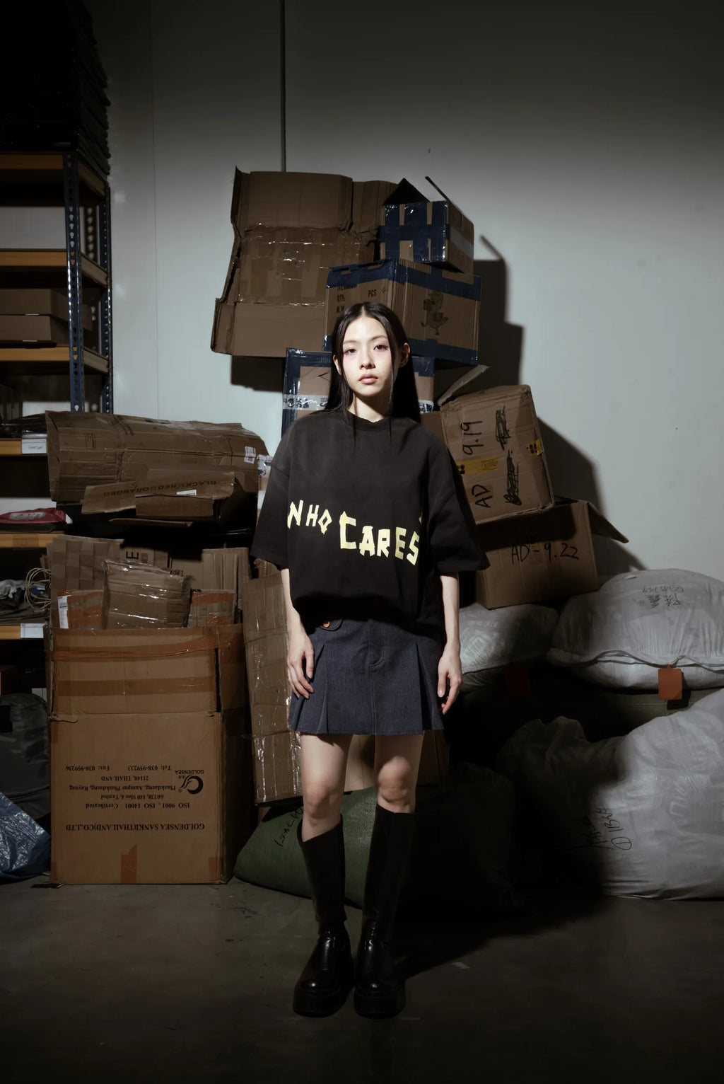 WHOCARES TAPE LOGO TEE V2 BLACK