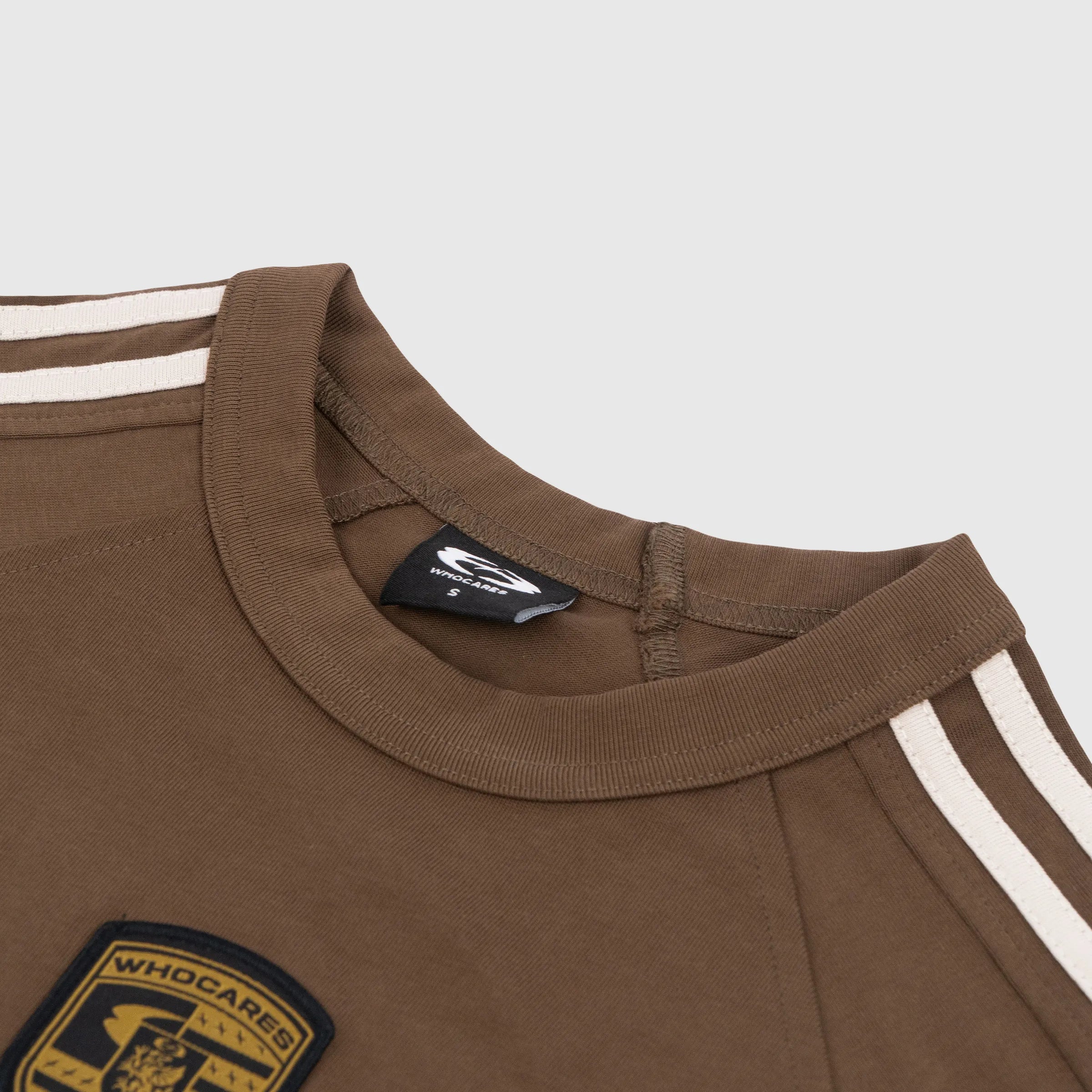 WHOCARES DISTORTED TEE BROWN