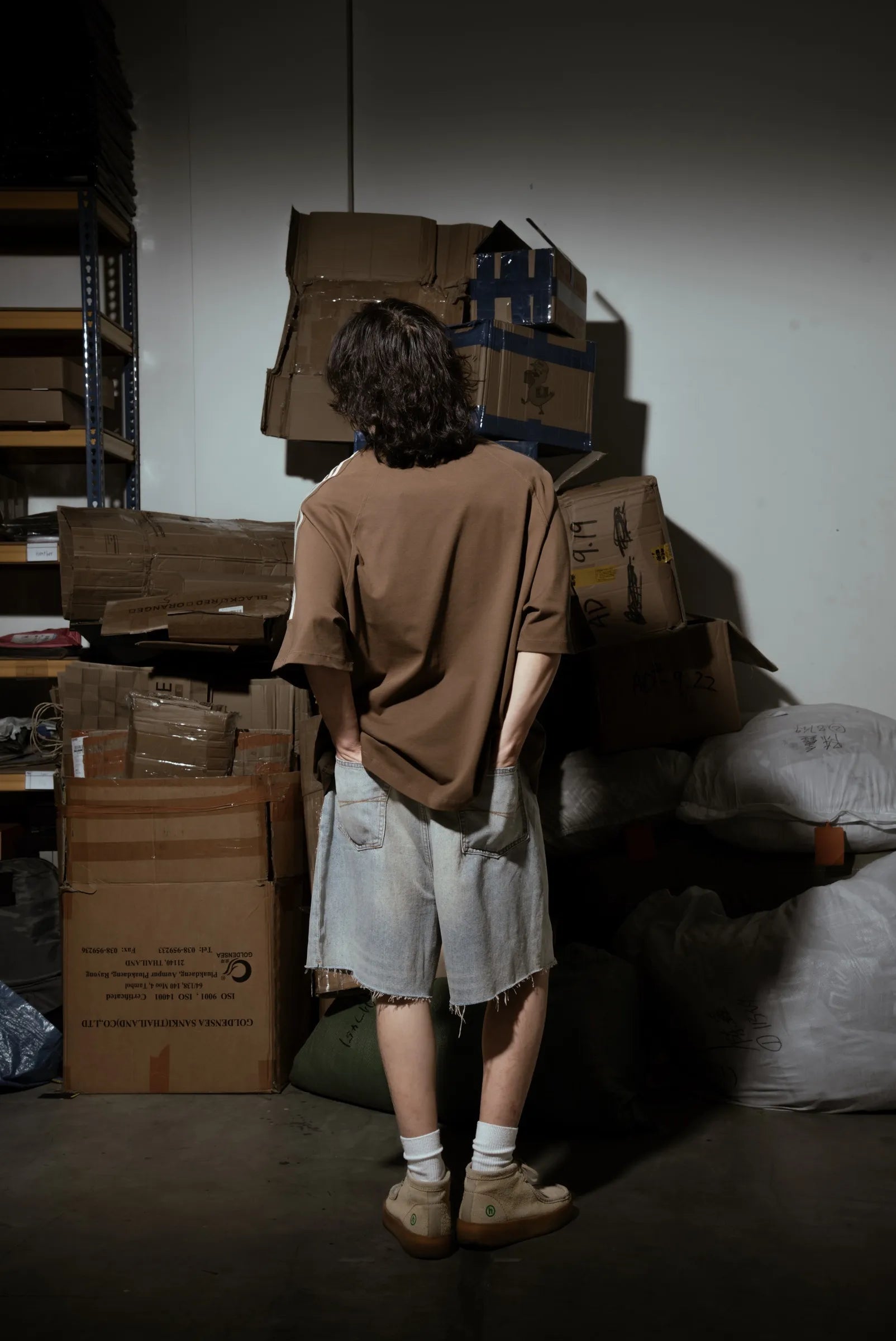 WHOCARES DISTORTED TEE BROWN