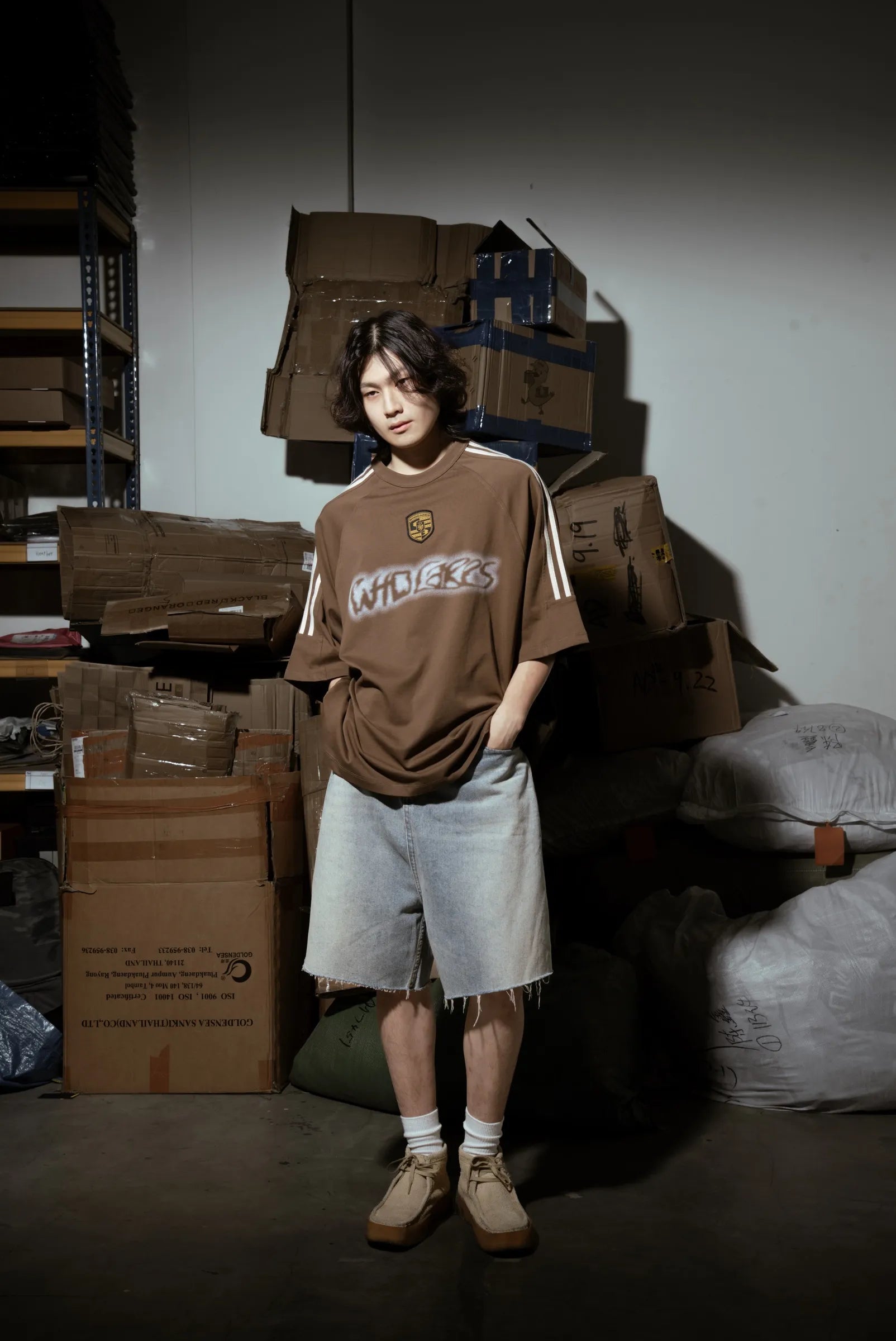 WHOCARES DISTORTED TEE BROWN