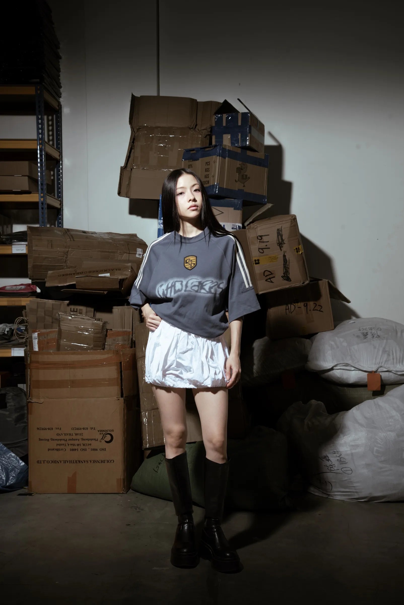 WHOCARES DISTORTED TEE BLUE