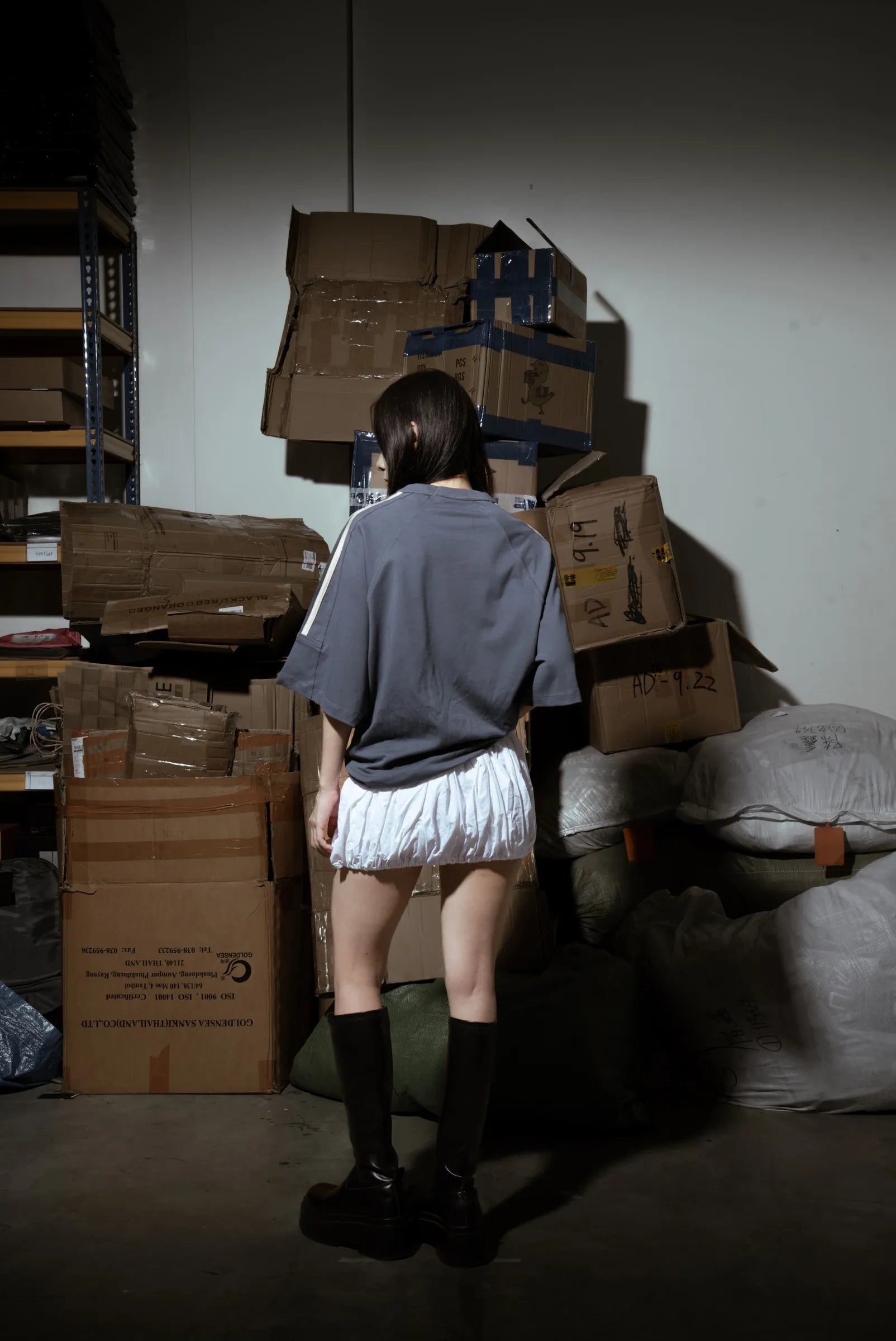 WHOCARES DISTORTED TEE BLUE