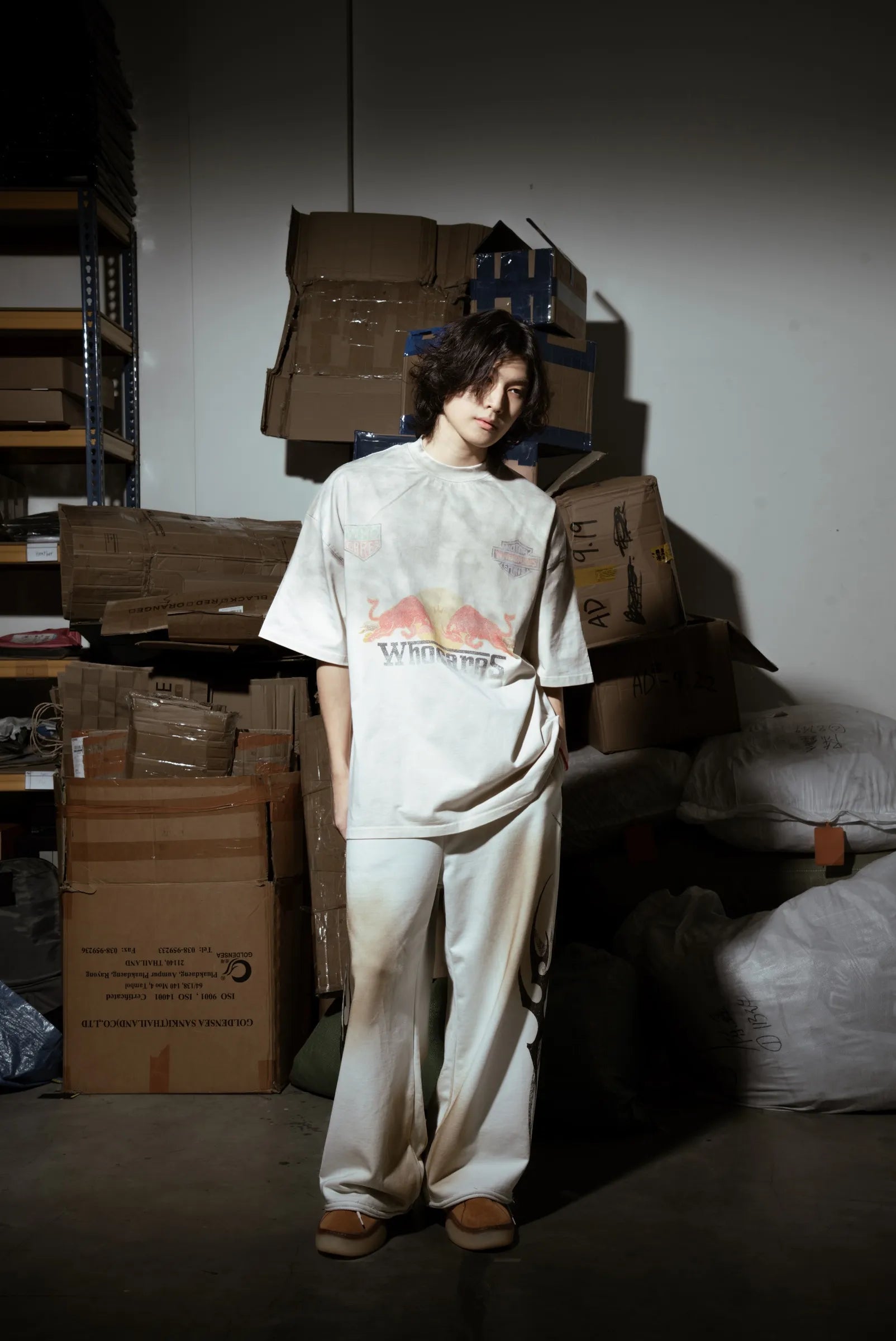 WHOCARES WASHED TURBO MODE TEE  WHITE