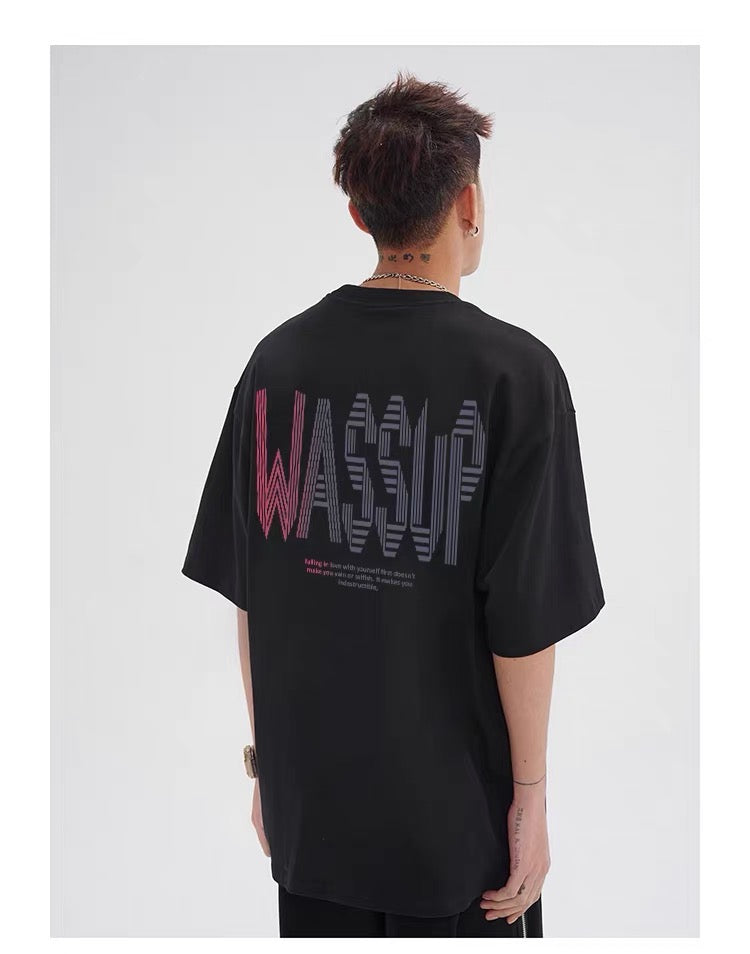 WASSUP LINE TEE BLACK