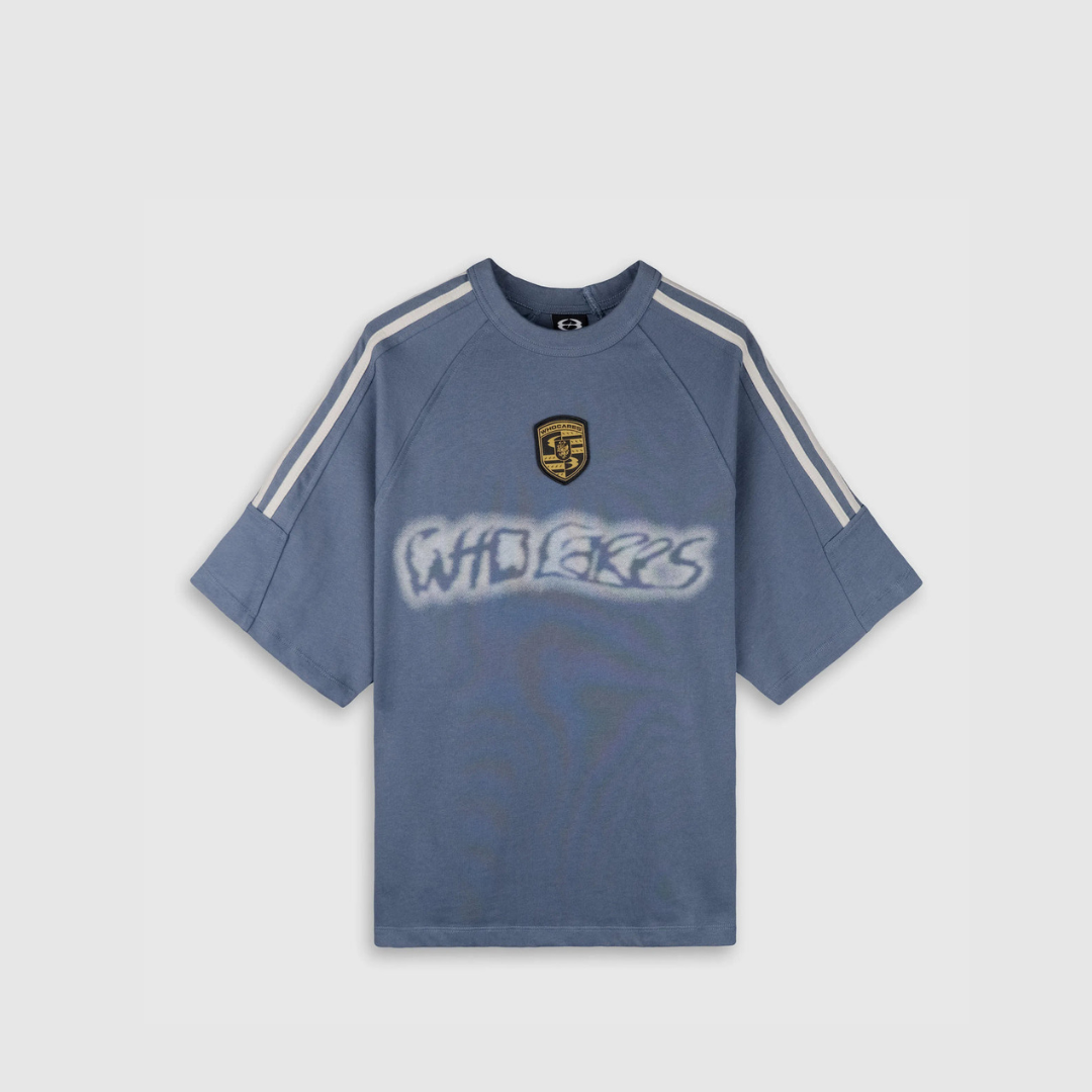 WHOCARES DISTORTED TEE BLUE