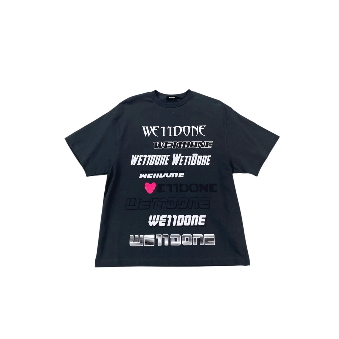WE11DONE CHARCOAL LOVE LOGO TEE