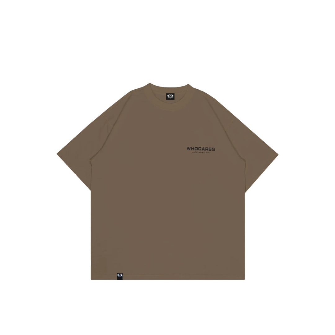 WHOCARES LOGO TEE BROWN