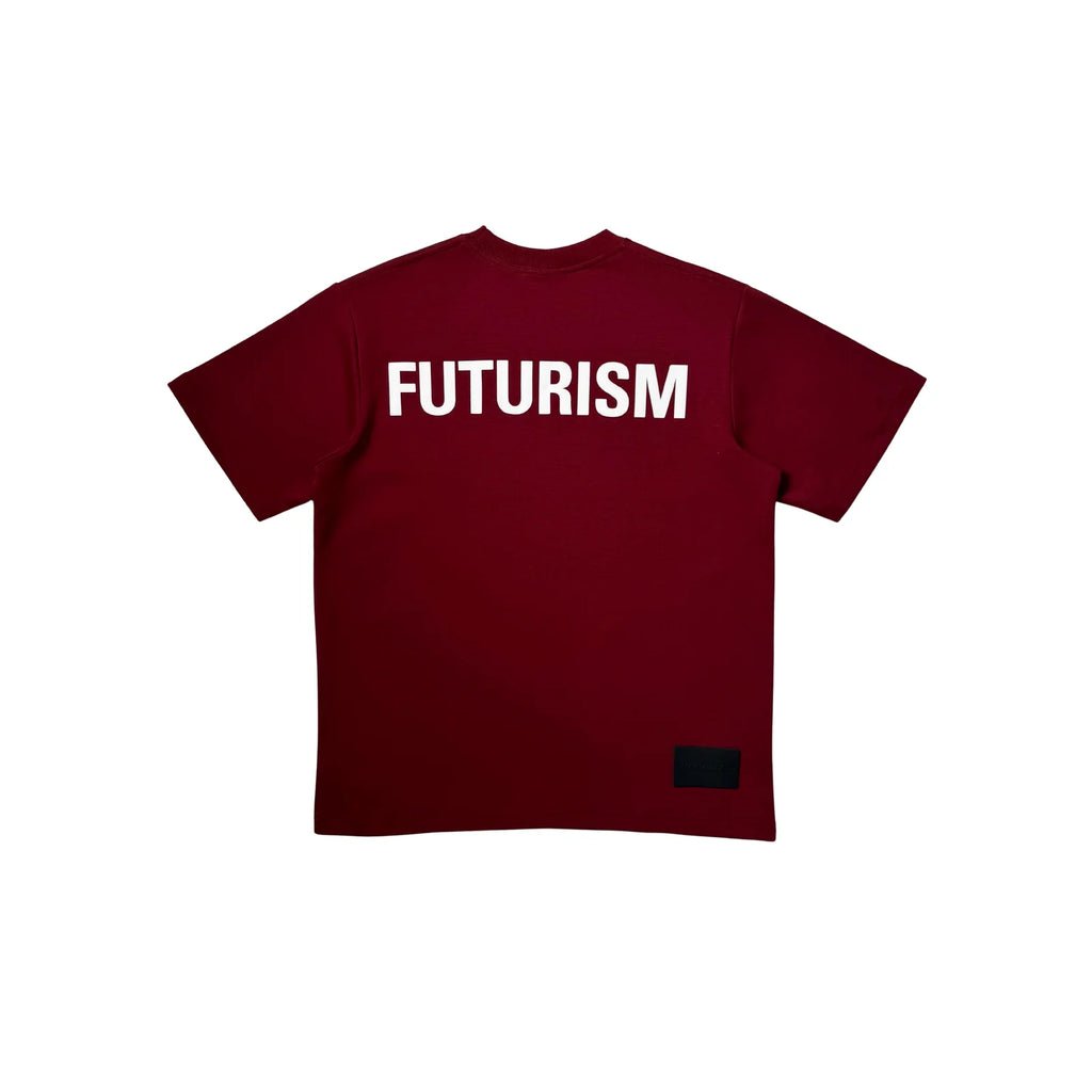 FUTURISM EMBOSSED WORDING TEE MAROON
