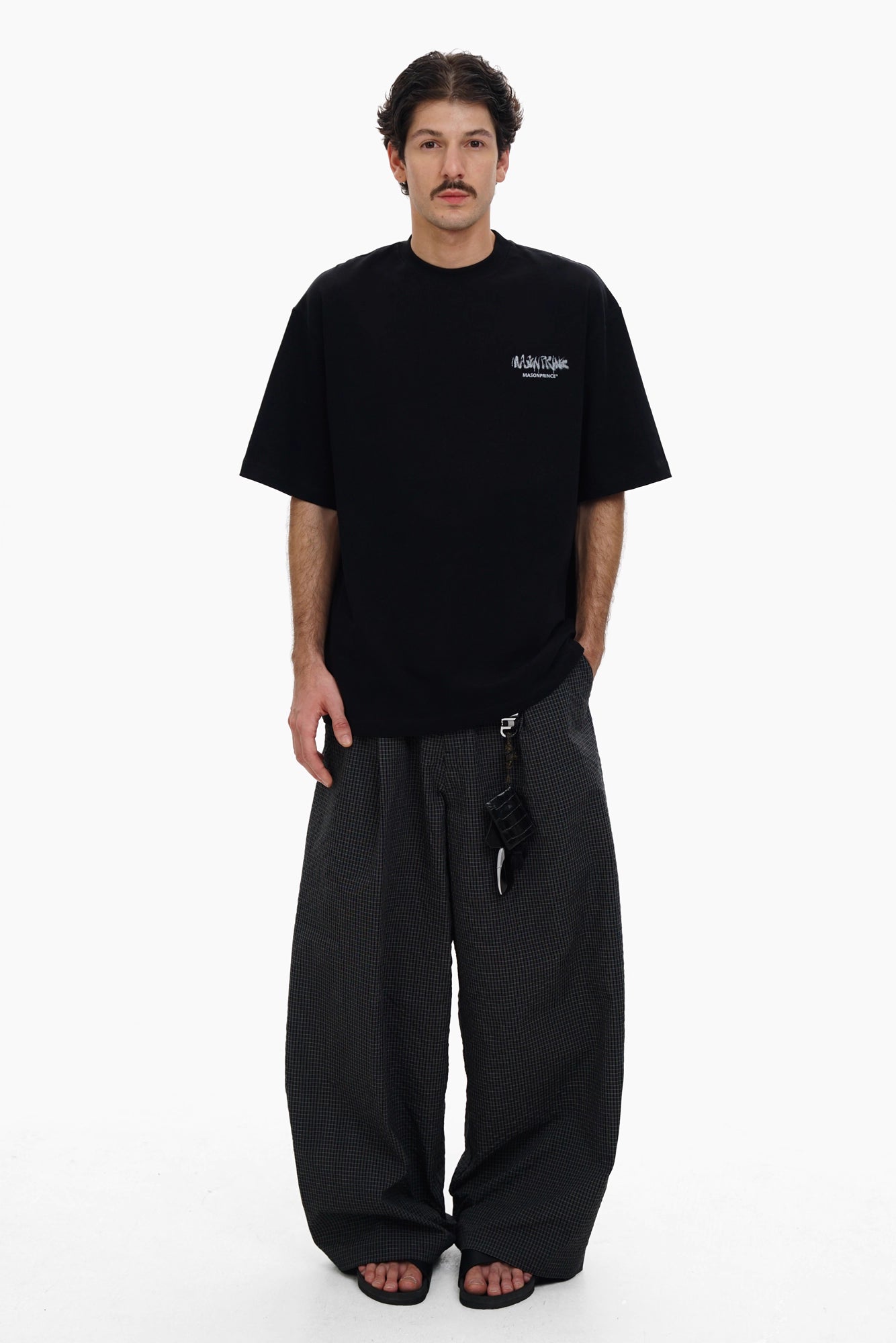 MASONPRINCE DOUBLE SMALL LOGO PRINT TEE BLACK