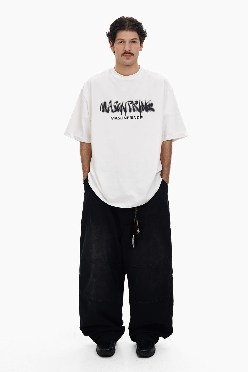 MASONPRINCE DOUBLE BIG LOGO PRINT TEE WHITE