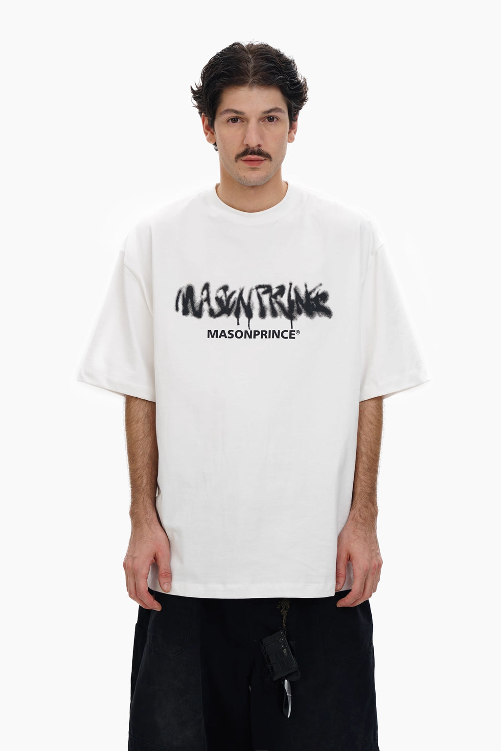 MASONPRINCE DOUBLE BIG LOGO PRINT TEE WHITE