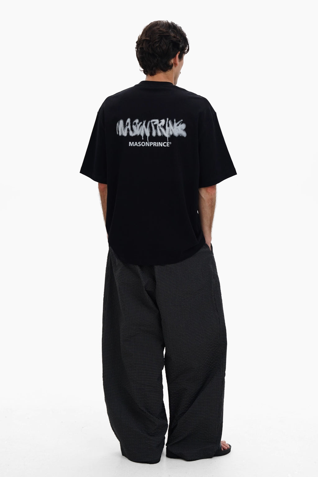 MASONPRINCE DOUBLE SMALL LOGO PRINT TEE BLACK
