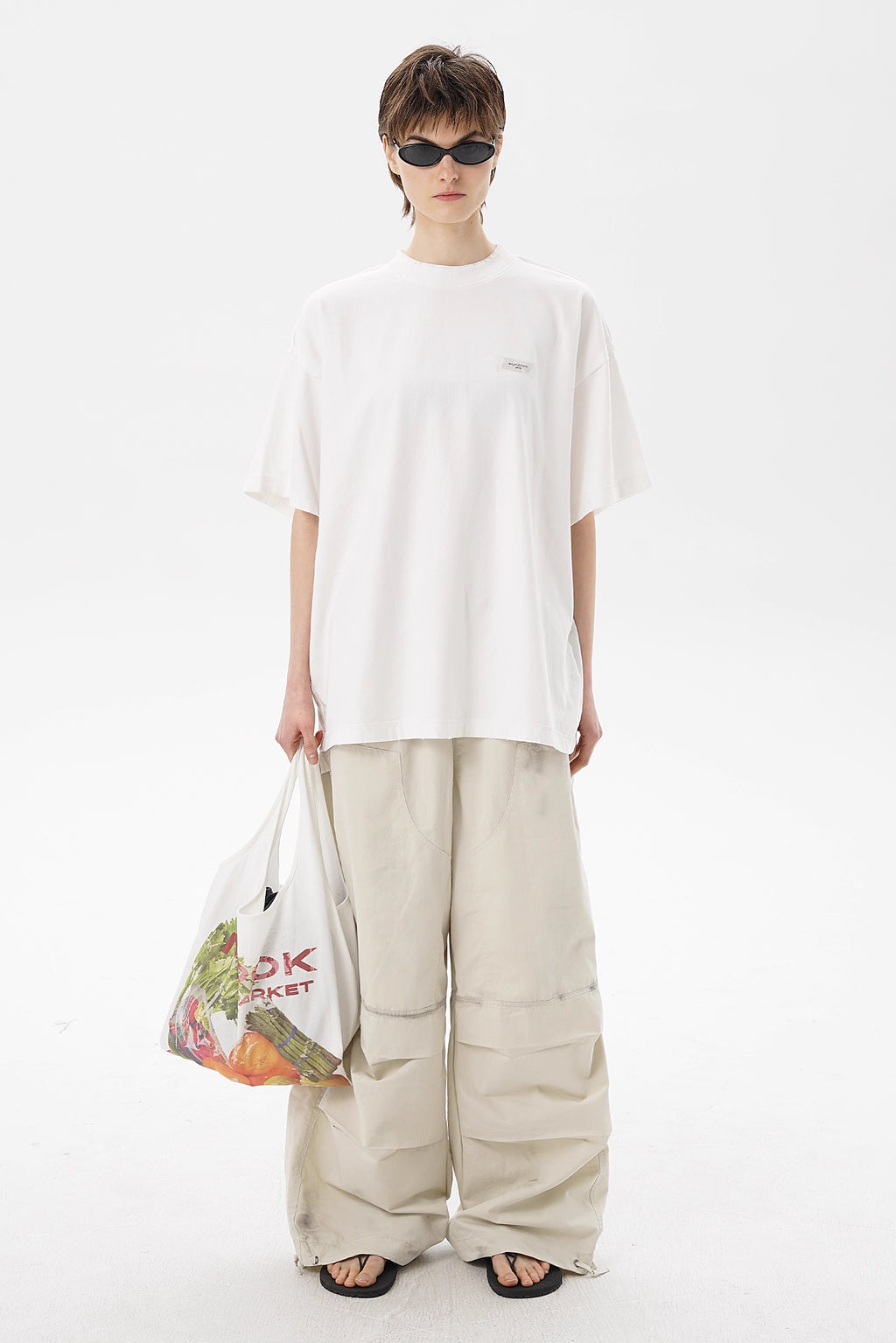 MASONPRINCE DOUBLE COLLAR RUBBER PRINT TEE WHITE