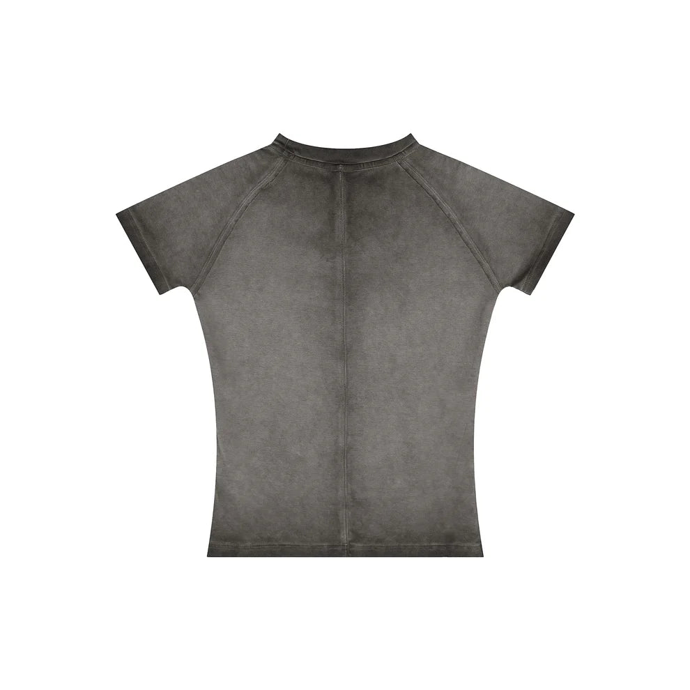 DARKNESS RISE WASHED PANEL CROP TEE GRAY