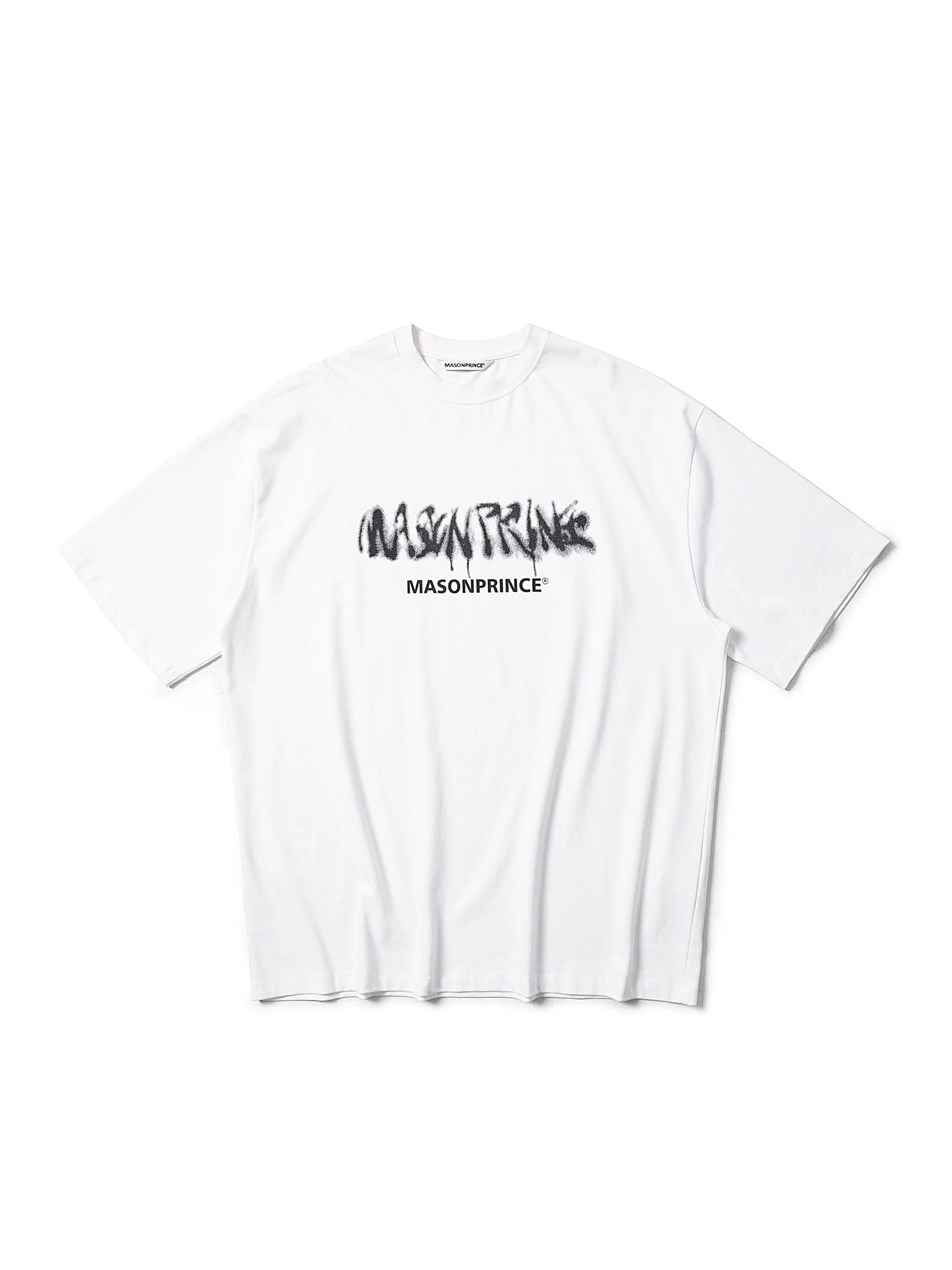 MASONPRINCE DOUBLE BIG LOGO PRINT TEE WHITE