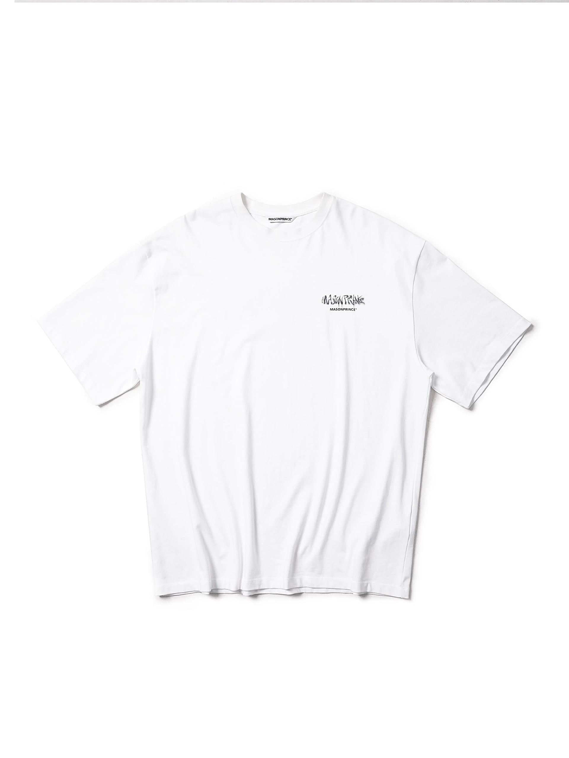 MASONPRINCE DOUBLE SMALL LOGO PRINT TEE WHITE