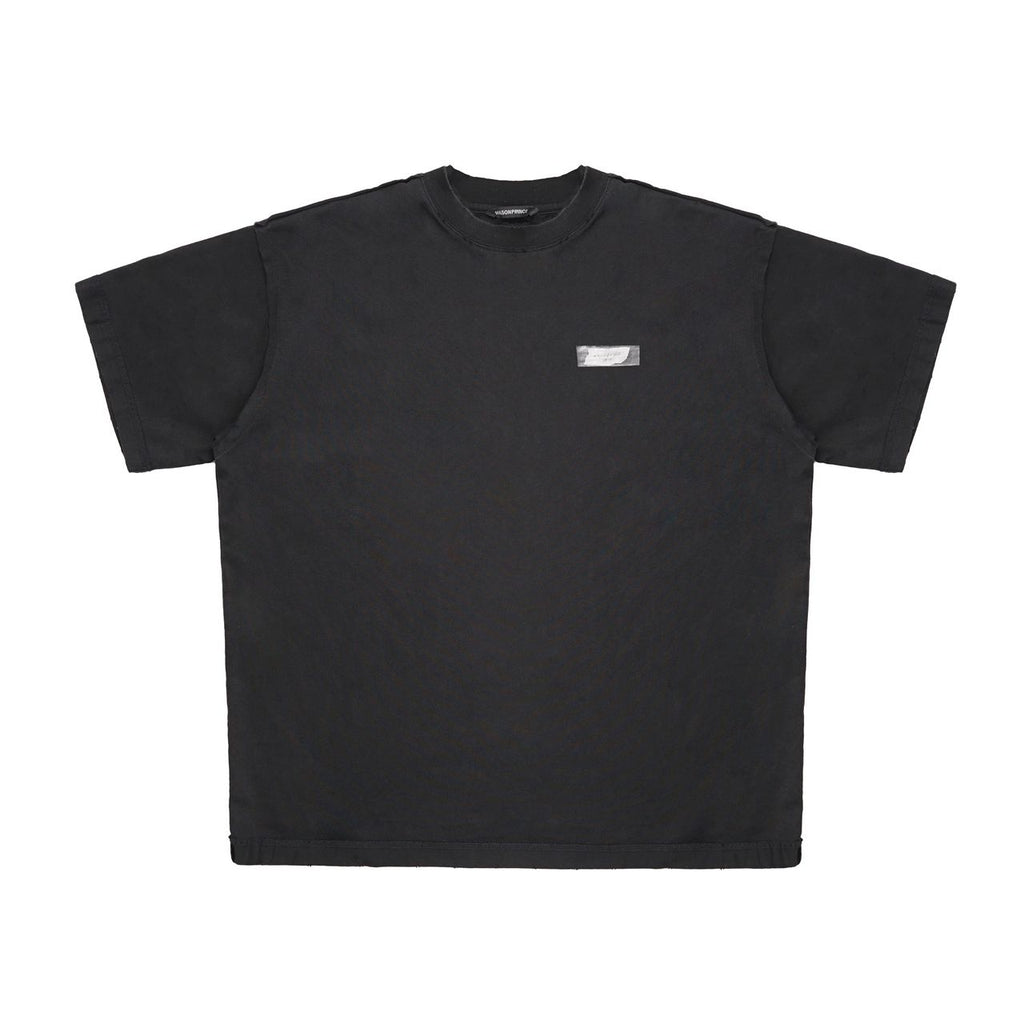 MASONPRINCE DOUBLE COLLAR RUBBER PRINT TEE BLACK
