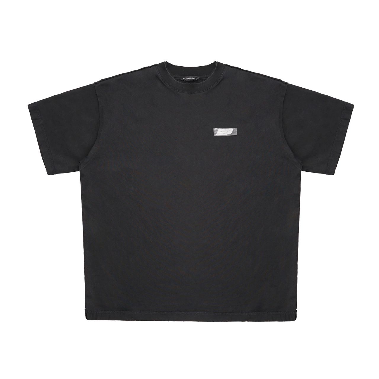 MASONPRINCE DOUBLE COLLAR RUBBER PRINT TEE BLACK