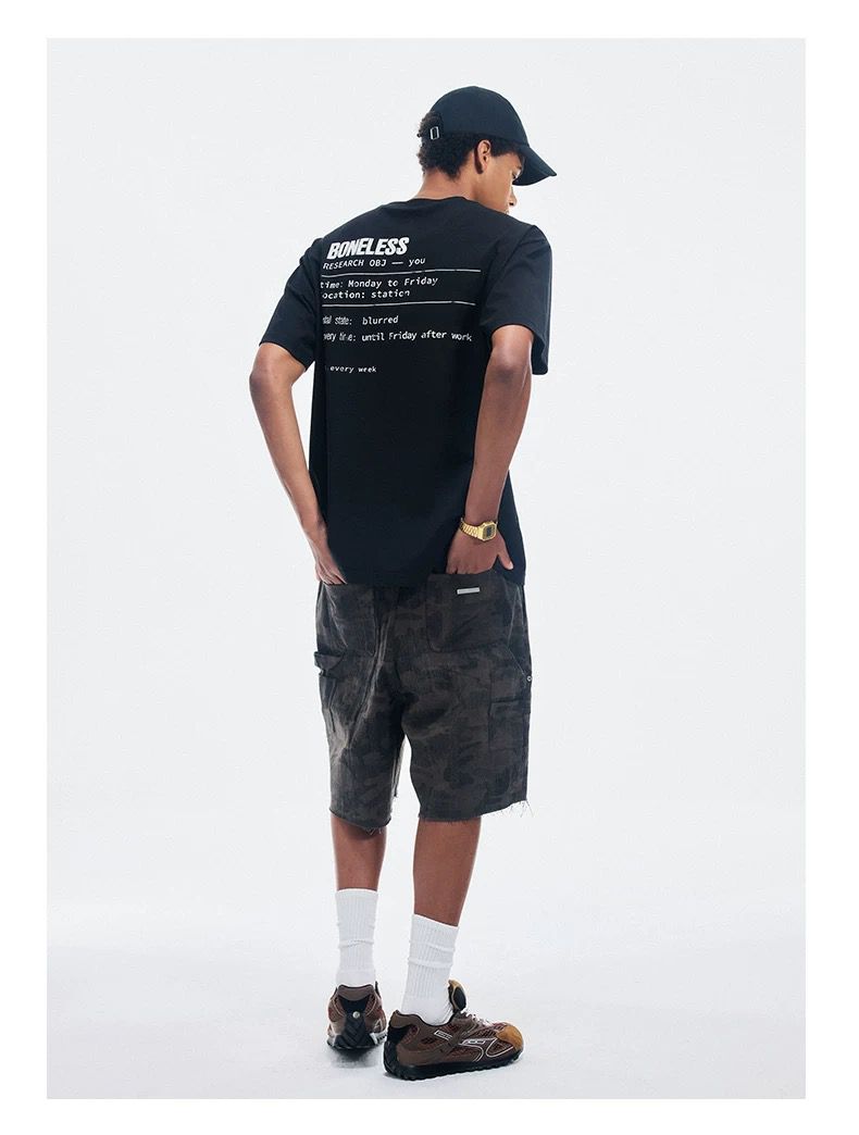 BONELESS DISTRESSED TYPOGRAPHY TEE BLACK