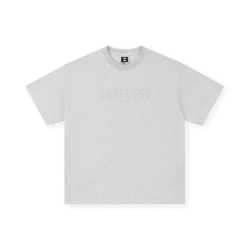 BONELESS BASIC PRINT LOGO TEE WHITE GREY