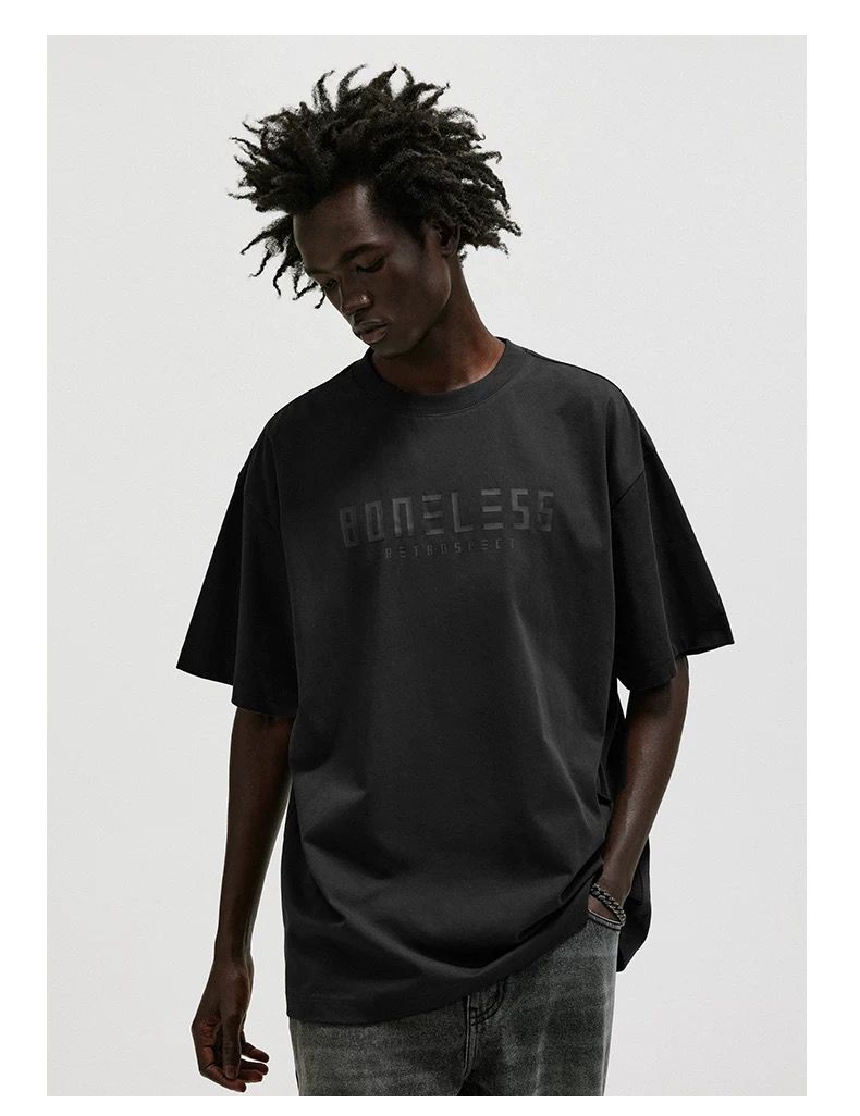 BONELESS BASIC PRINT LOGO TEE BLACK