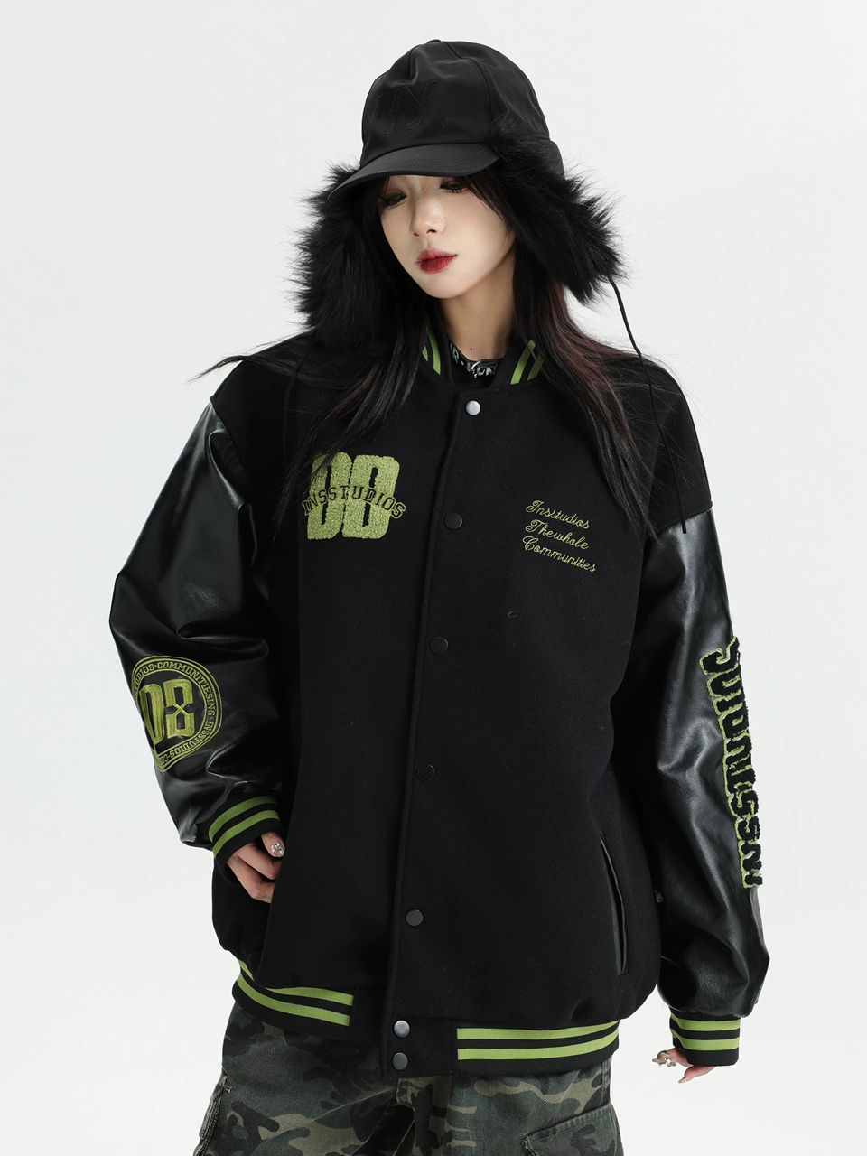 INS STUDIOS  FLOCKED TOWEL  BASEBALL JACKET