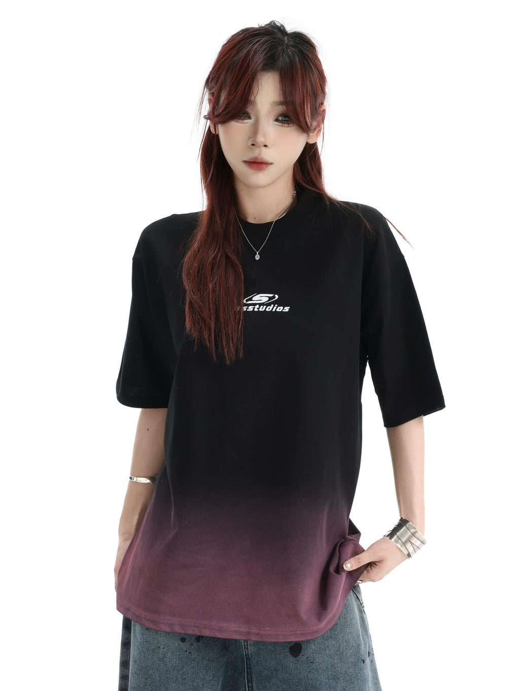 INS STUDIOS  SPRAY PRINT  TEE BLACK PINK