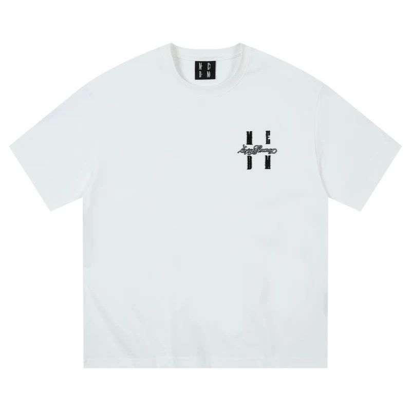 MEDM 25SS BASIC LOGO EMBROIDERED TEE WHITE