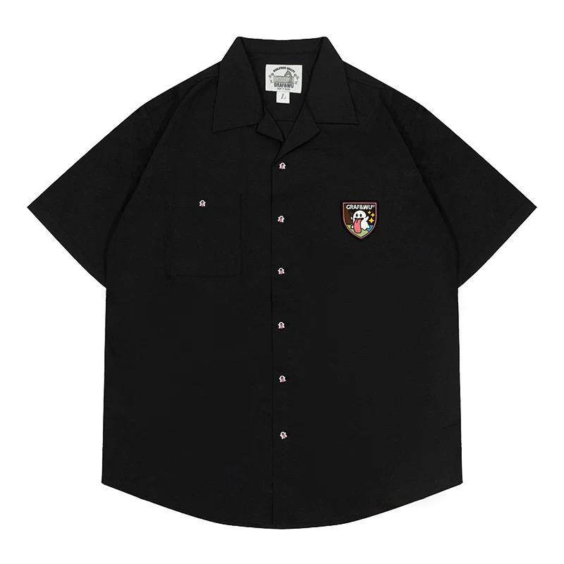 GRAF&WU CUTE BUTTONS COTTON SHIRT BLACK