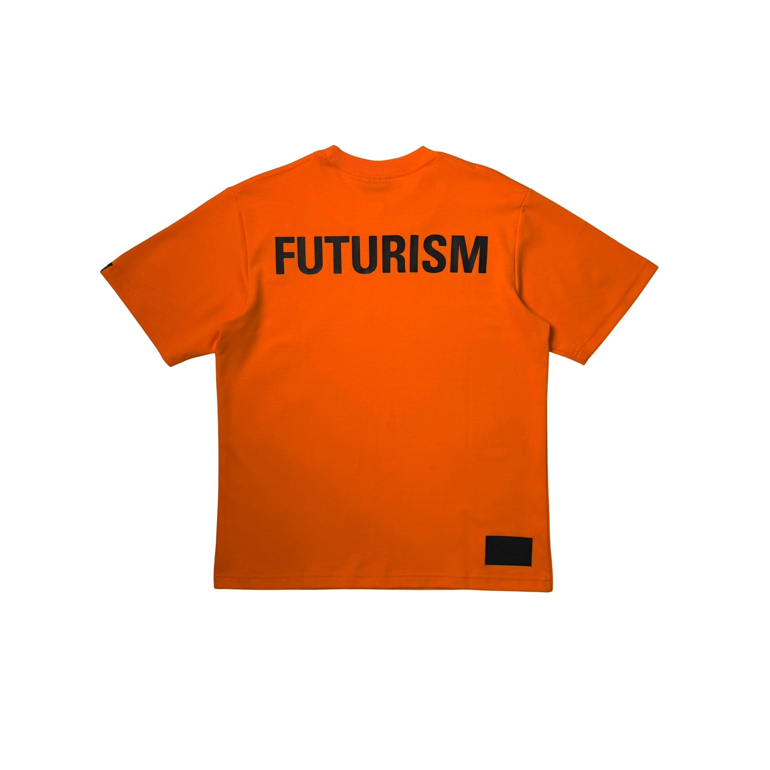 FUTURISM EMBOSSED WORDING TEE ORANGE