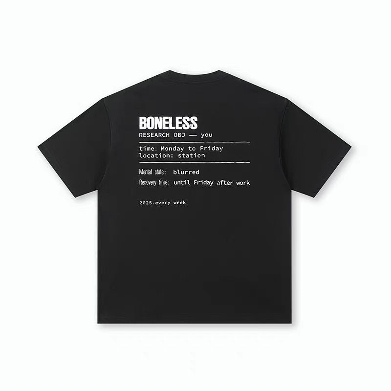 BONELESS DISTRESSED TYPOGRAPHY TEE BLACK