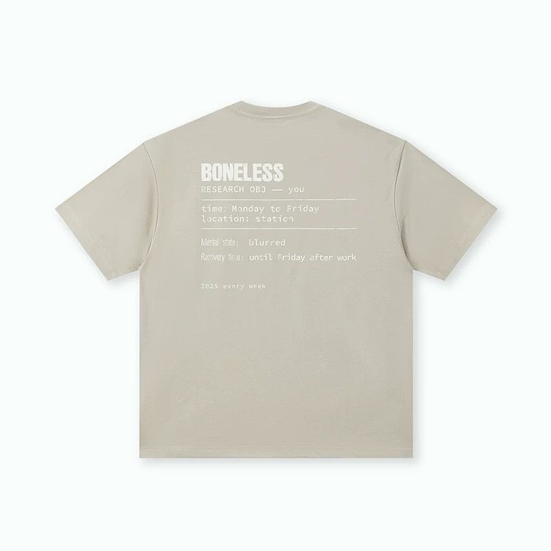 BONELESS DISTRESSED TYPOGRAPHY TEE GREY