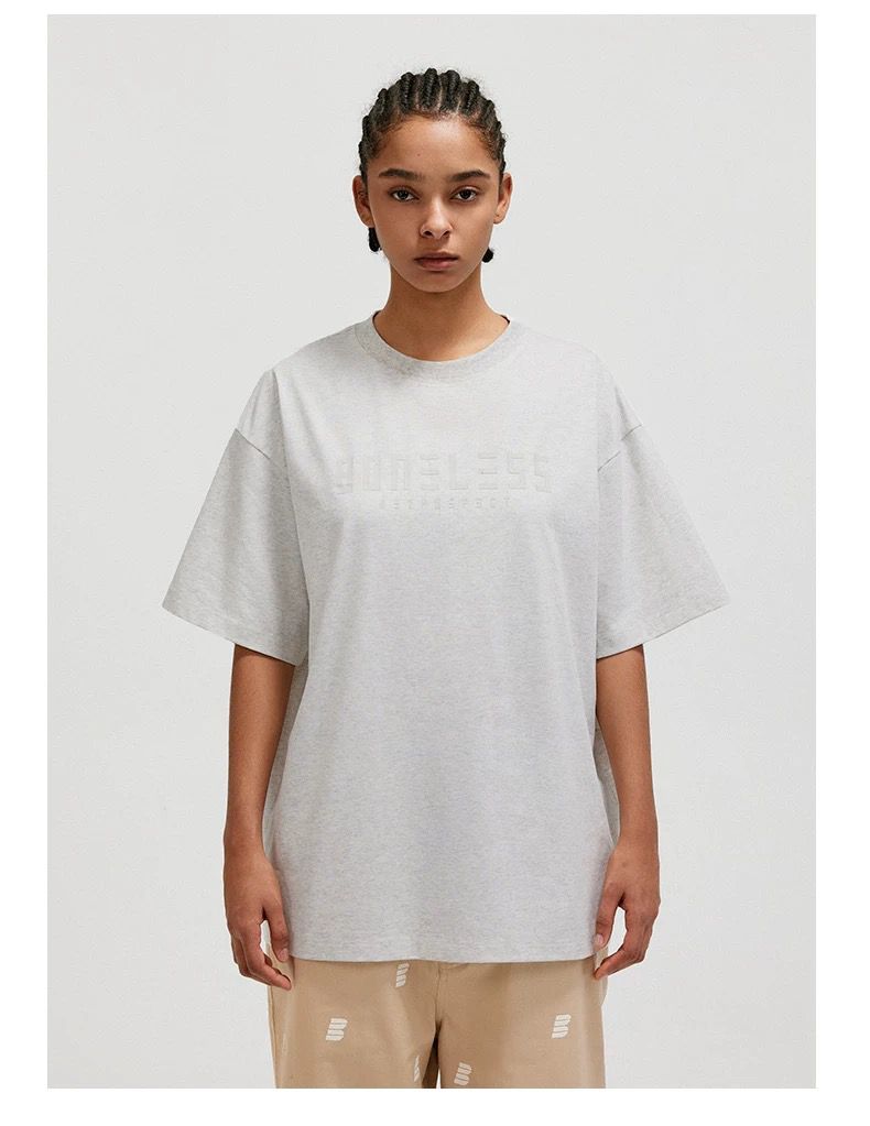 BONELESS BASIC PRINT LOGO TEE WHITE GREY