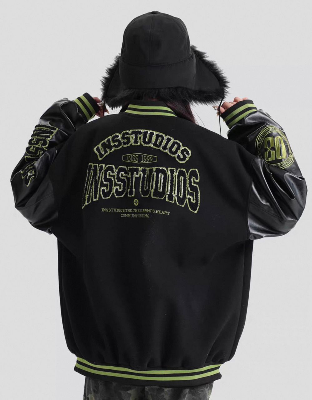 INS STUDIOS  FLOCKED TOWEL  BASEBALL JACKET