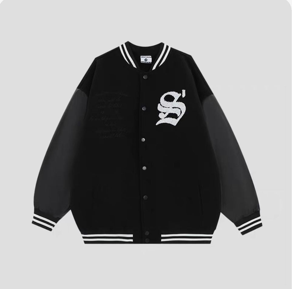 INS STUDIOS  PU LEATHER BASEBALL JACKET