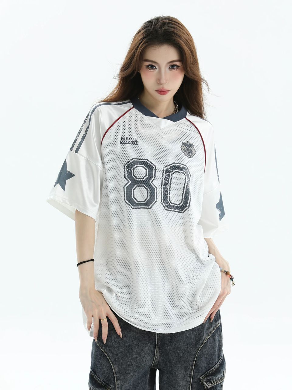 INS STUDIOIS EMBLEM LOGO JERSEY T WHITE