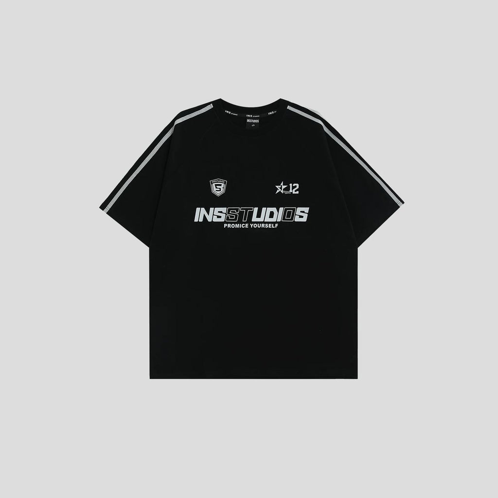 INS STUDIOS VINTAGE THREE STRIPE TEE BLACK