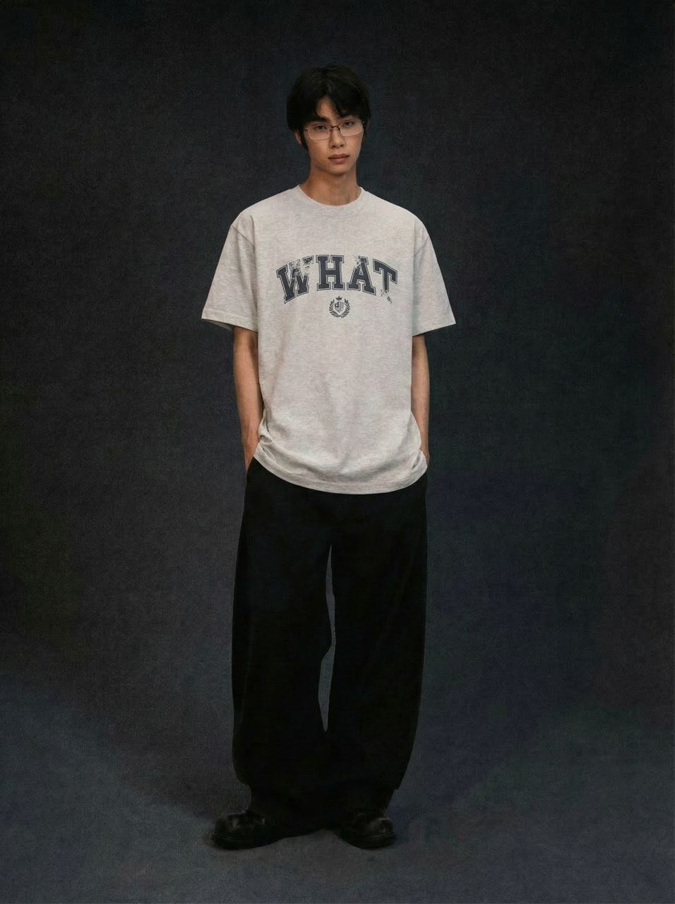 WHAT Shadow Logo TEE (LIGHT GARY)